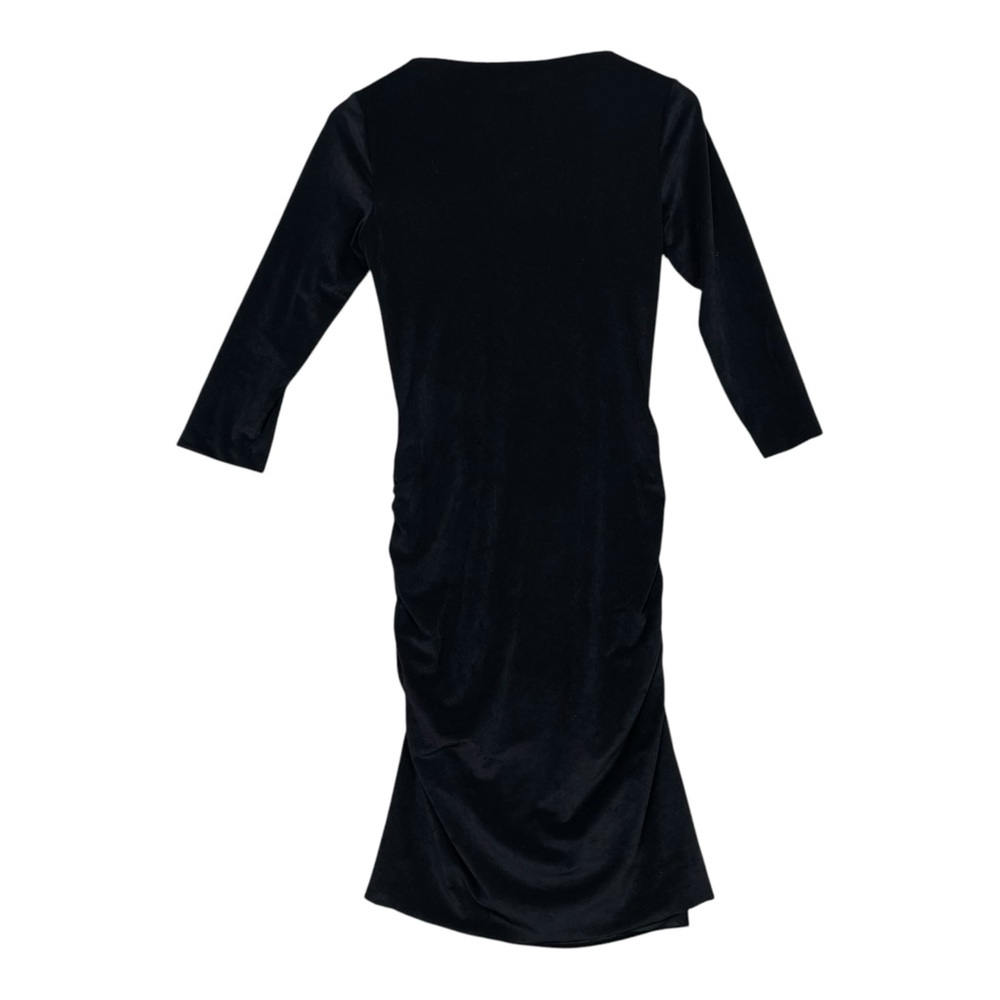 Standard James Perse Women Dress Body Con Boat Neck Velvet Ruched Black 2 Party - Picture 2 of 11